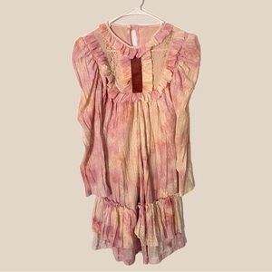 Vintage Pink and Cream Ruffle Lace Dress